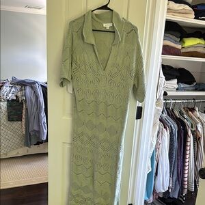 Green Knit Midi Dress